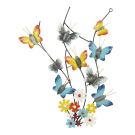 Wanddecoratie metaal vlinders/bloemen