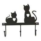 Sleutelrek metaal katten harten zwart
