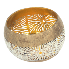 Waxinelichthouder kokosnoot zon white wash S