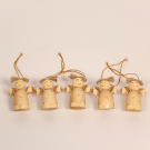 Ornament hout engel stip beige Set 5