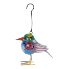 Hanger metaal vogel handbeschilderd blauw