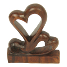 Beeld hout 2 harten abstract bruin
