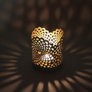 Waxinelichthouder metaal mandala wit