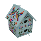 Vogelhuisje metaal handbeschilderd wit L