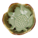 Theeschaaltje keramiek bloem groen/bruin