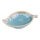 Theeschaaltje keramiek dip glazuur blad turquoise/beige L