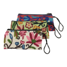 Tasje make-up hemp bloemen creme assorti