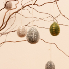 Ornament vilt eieren naturel/groen set3