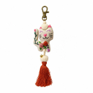 Sleutelhanger katoen kat wit