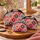 Make-up tasjes Dhaka multi pink Set 3