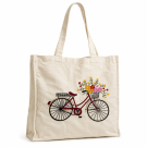 Shopper katoen geborduurd Fiets