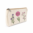 Make-uptas katoen geborduurd Bloemen