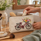 Make-up tas katoen geborduurd Fiets