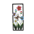 Wanddecor metaal wilde bloemen rood