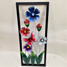 Wanddecor metaal wilde bloemen blauw