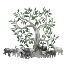 Wanddecor metaal tree elephant