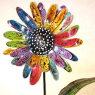Tuinsteker metaal gerbera meerkleurig