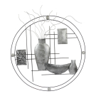 Wanddecor metaal cirkel vazen zilver