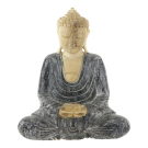 Suar houten Boeddha, 20 cm model 4 Mediation Black Wash