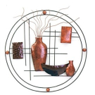 Wanddecor metaal cirkel vazen koper