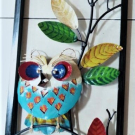 Wanddeco uil in frame, 25 x 60 cm MC