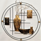 Wanddecor metaal vazen cirkel goud