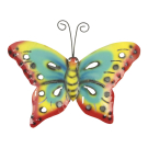 Wanddeco metalen vlinder, 21 x 15 cm, Yellow-Blue