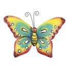 Wanddeco metalen vlinder, 24 x 17 cm Yellow-Blue