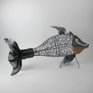 Metalen Vis gevlochten, 55x28x30 cm, zwart