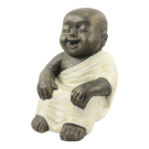 Boeddha sitting sandstone 40 cm White/Gold