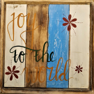 Houten tekstbord met frame "Joy to the World" 37x36x3 cm