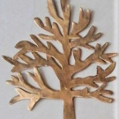 Metalen Kerstornament, boom, Gold, 11x15 cm